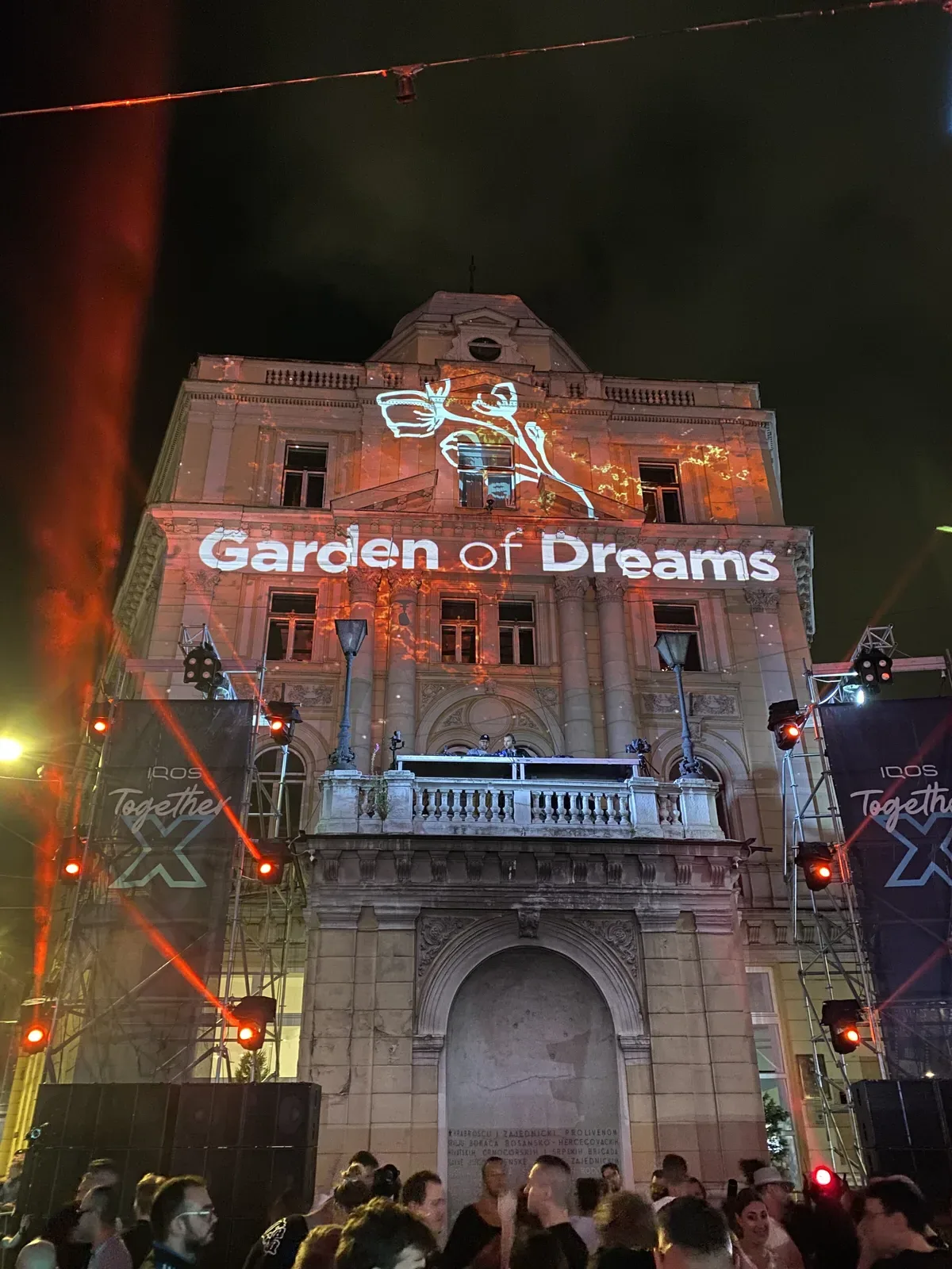 Garden of Dreams projected on a building facade