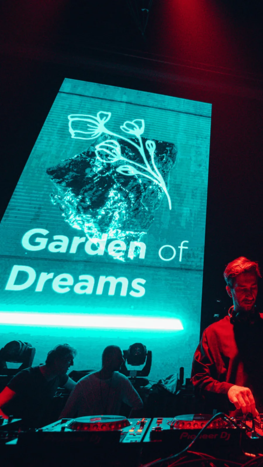 Garden of Dreams logo projected at a show
